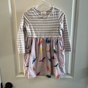 Hanna Andersson 4T Dinosaur Striped Purple Long Sleeve Cotton Dress Play